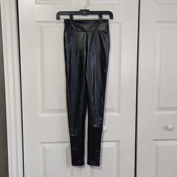 Steve Madden Revolve Skinny Dip Black Faux Leather Pants XS Stretch Academia - Picture 1 of 12